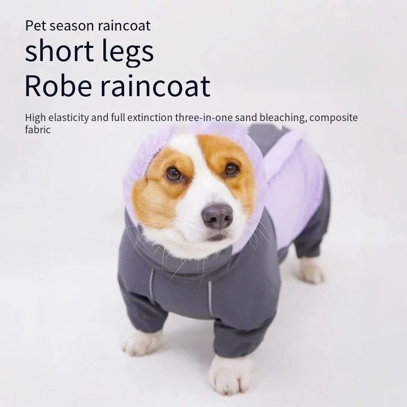 

4-Leg Full Body Waterproof Raincoat For Corgi Medium Dogs Outdoor Windproof Jacket Pet Rain Wear Walking Anti-Dirty Apparel