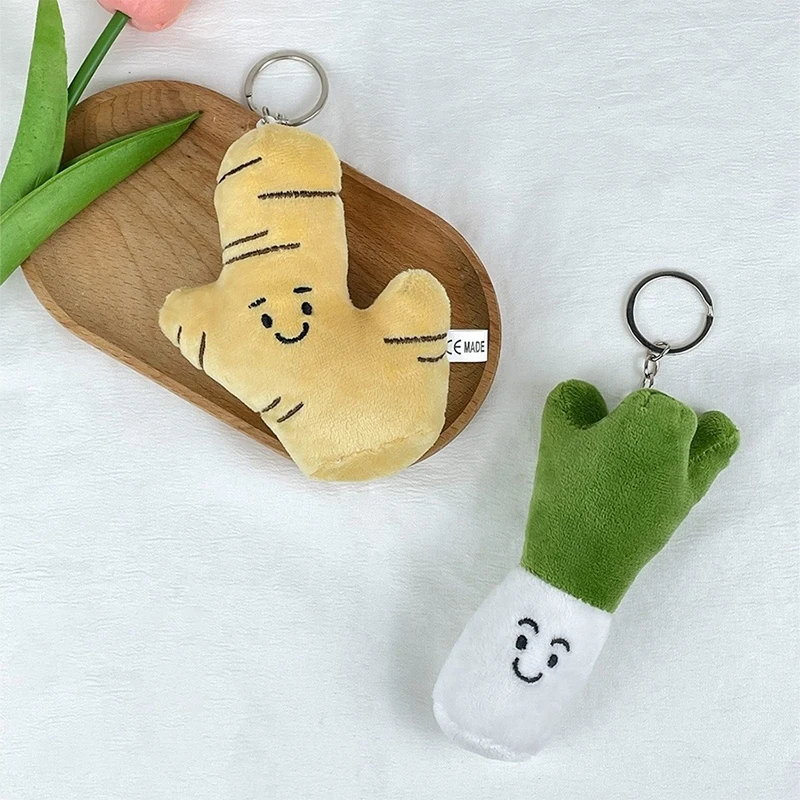 Cartoon Funny Plush Doll Vegetable Keychain Schoolbag Accessories Ginger And Green Onions Chili Toys Key Chain