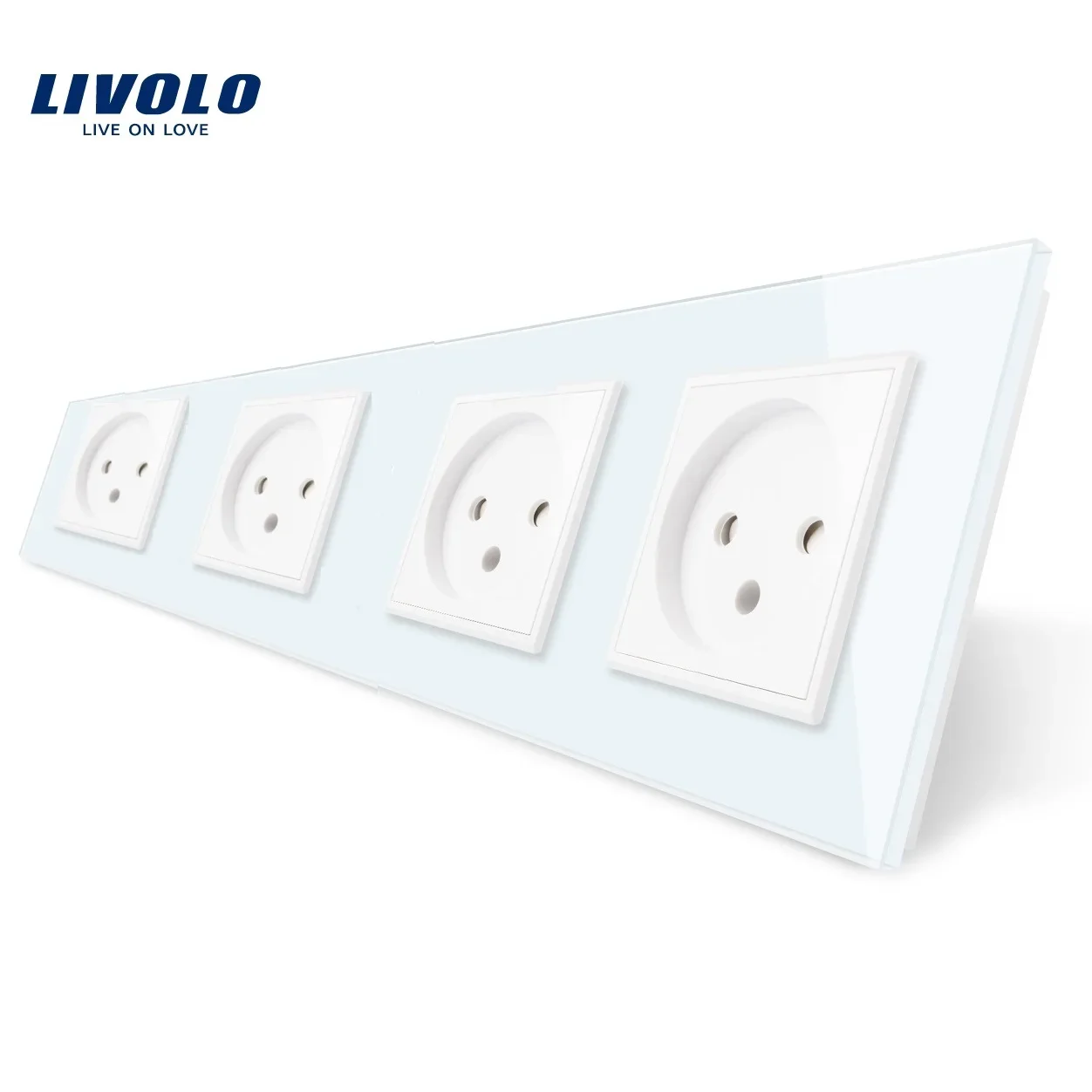 Original Livolo Israel Power Socket, Outlet Panel, White Crystal Glass Panel,100~250V Wall Power Socket for Home Improvement