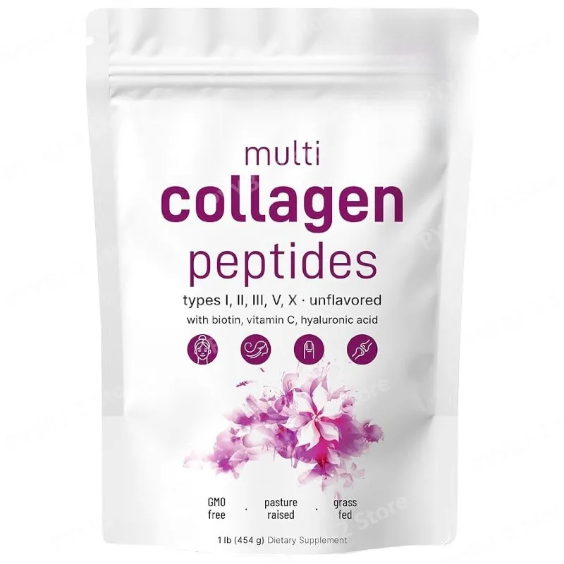 Multi-Collagen Peptides Powder – Hydrolyzed Collagen Blend with Vitamin C & Biotin Supports Skin,Hair and Nail  Health 454g/1lb