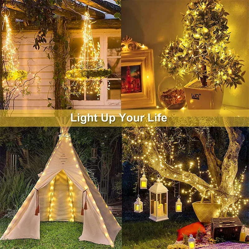 Aurooso 5m/7m Solar LED Light Outdoor Festoon Waterproof Garden Fairy String Lights for Wedding Christmas Party Tree Decoration