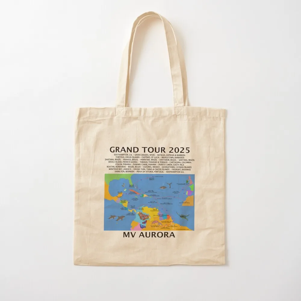 P@O 2025 R501 GRAND TOUR AMAZON & CARIBBEAN CRUISE FULLY ILLUSTRATED ROUTE MAP Tote Bag