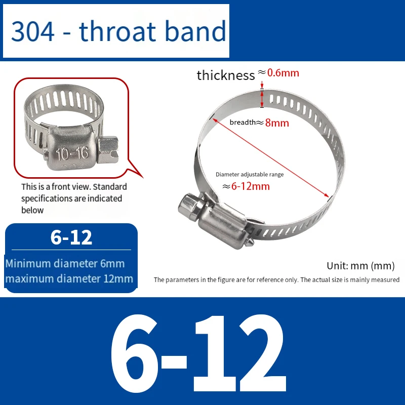 304 Edelstahl Einzel ohr stufenlose Schlauchs chellen Klemm sortiment Kit Crimp klemm ringe zur Sicherung von Rohrs chläuchen m6 m10 1/2/3St