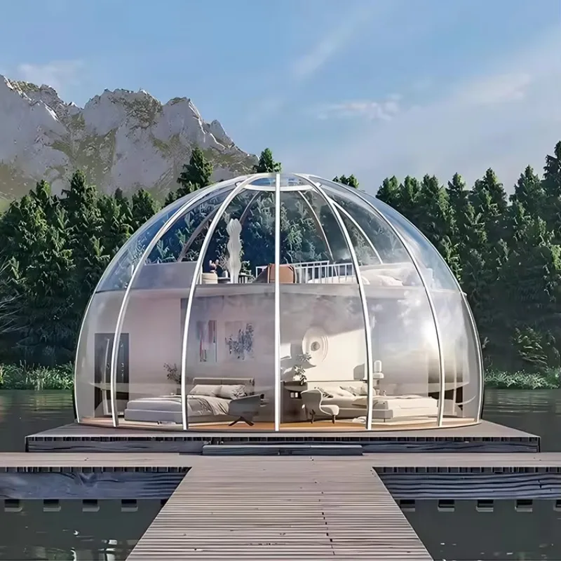 2-7M Double Layer Bubble Room Starry Sky Transparent 360 Degrees Prefabricated Polycarbonate Star Bubble House PC Dome House