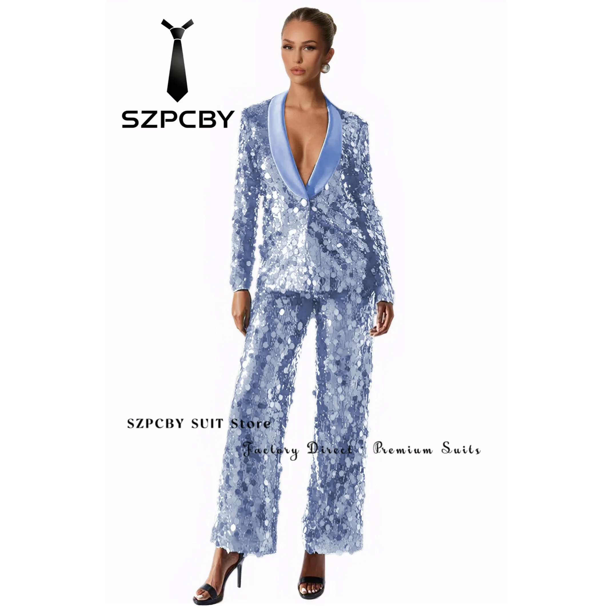Sequin Suits for Women 2 Piece Sparkly Women Pant Suit Sexy Night Shiny Womens Suit Glitter Womens Suits for Party Wedding