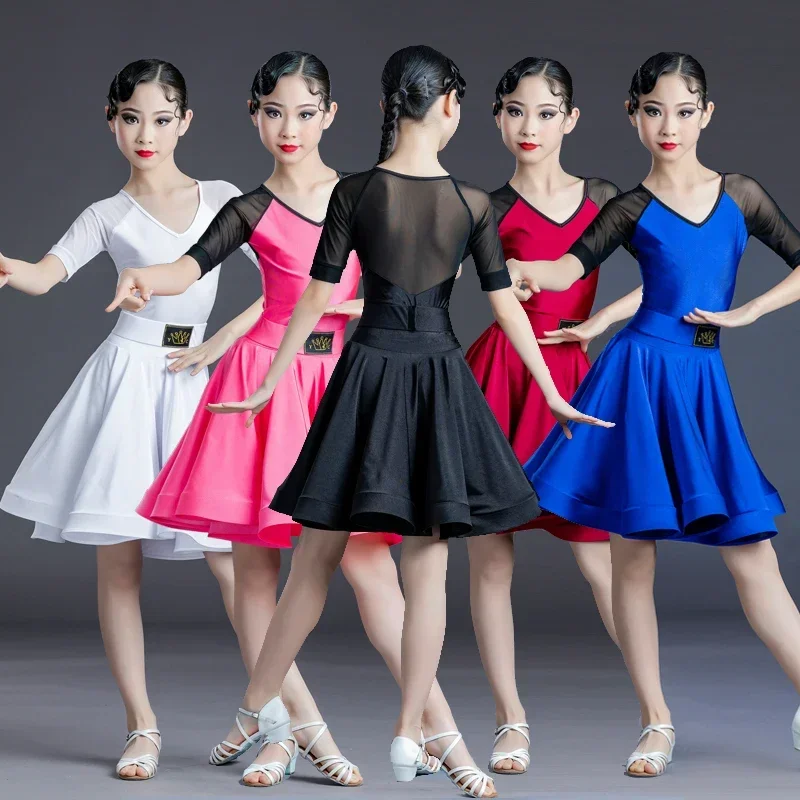 

Профессиональное платье для латинских танцев для девочек, детская одежда для бальных танцев, сальсы, детская одежда для соревнований, одежда для латинских сцены