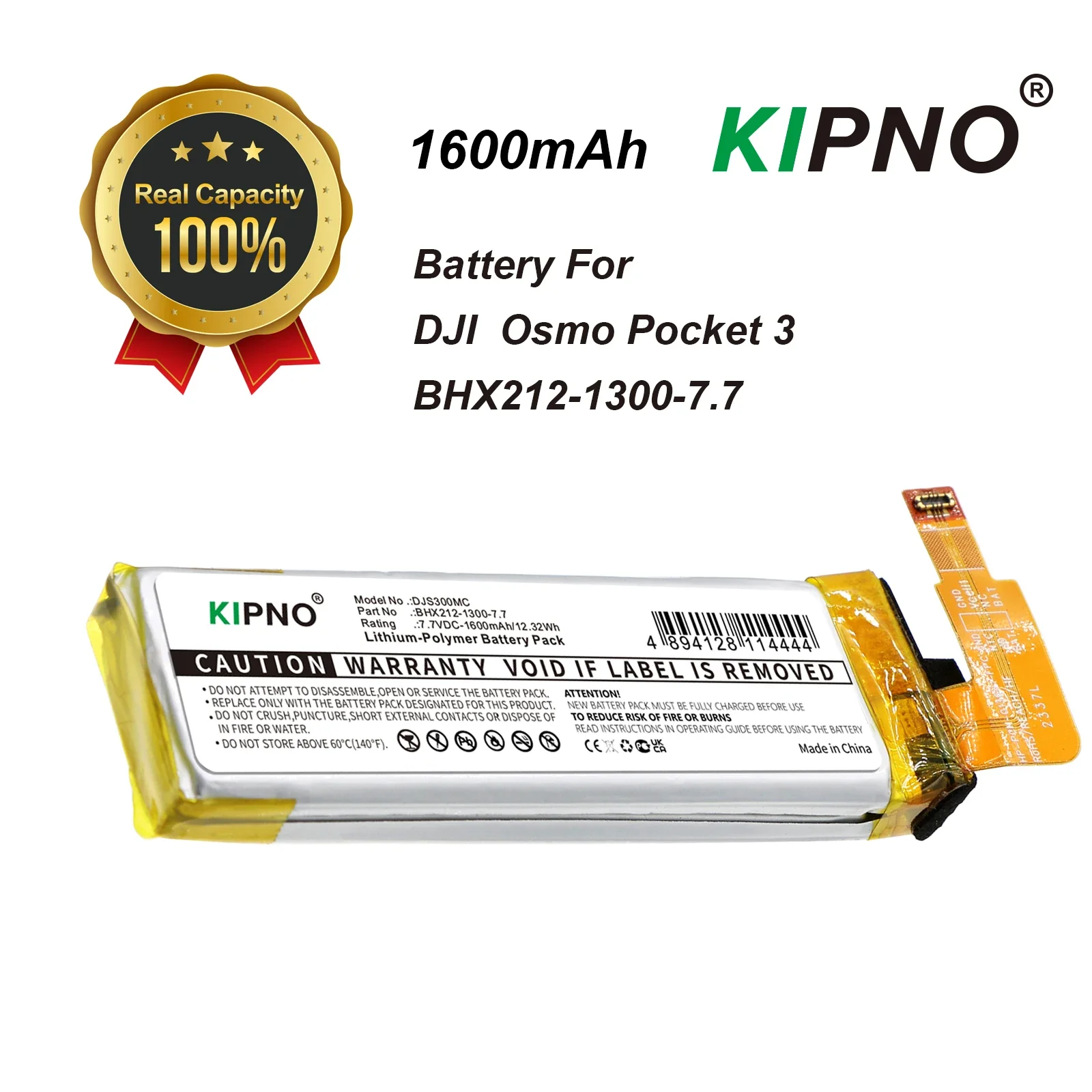 

Kinpo Camera 1600mAh Li-Polymer Battery For DJI Osmo Pocket 3 BHX212-1300-7.7