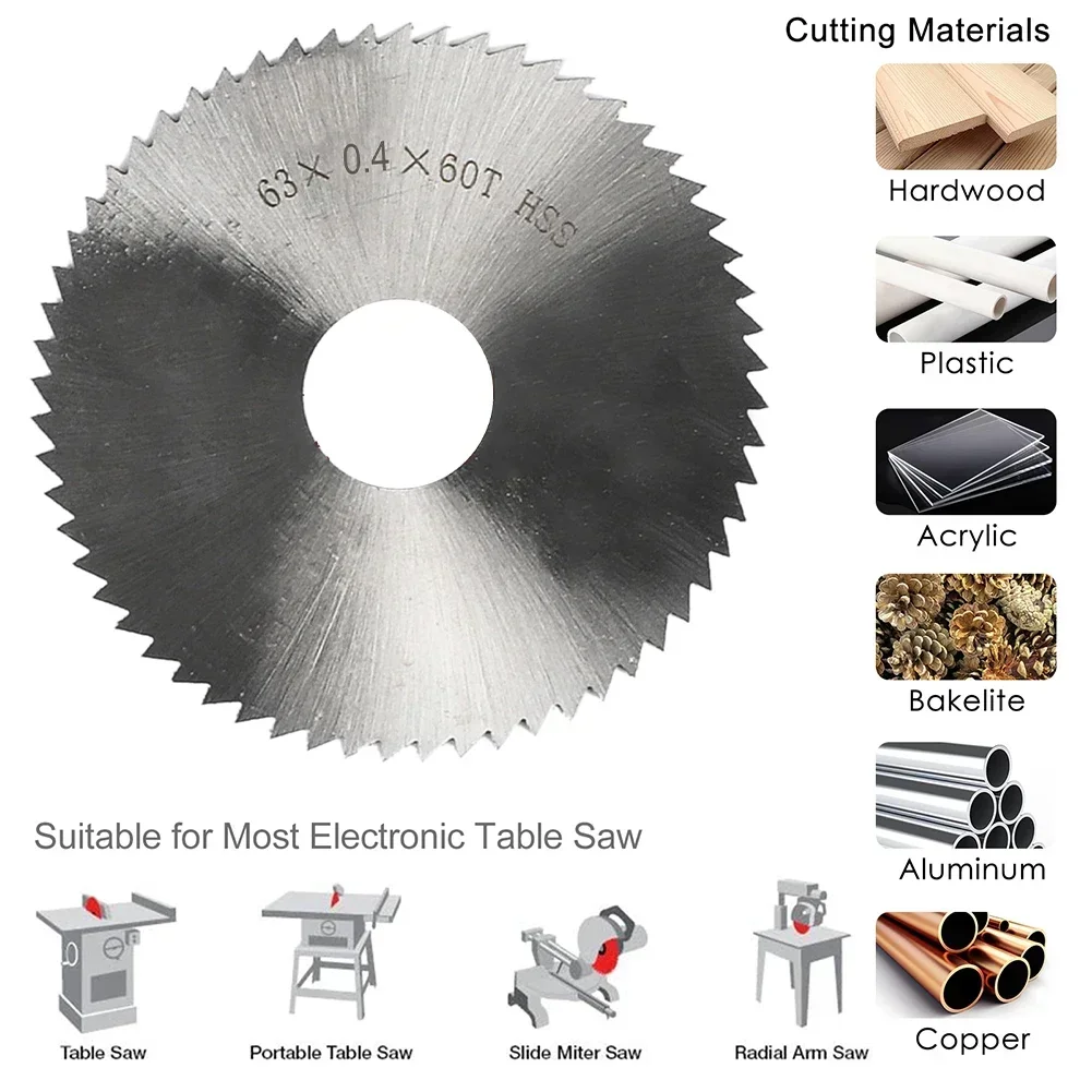 Saw Blade Steel Circular Saw Blade 63mm Bore Diameter 16mm Wheel Cutting Disc DIY Miniature Small Table Saw Circular Saw Blade