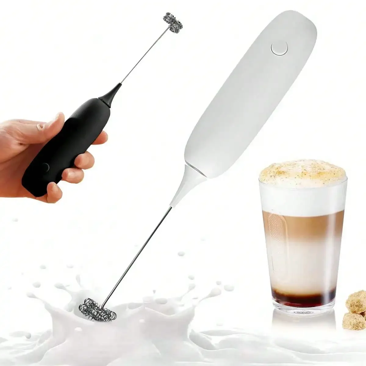 

1PC Handheld Stainless Steel Electric Milk Frother Whisk Creamer (No AA Batteries Required) Beverage Coffee Frother Ideal Gift