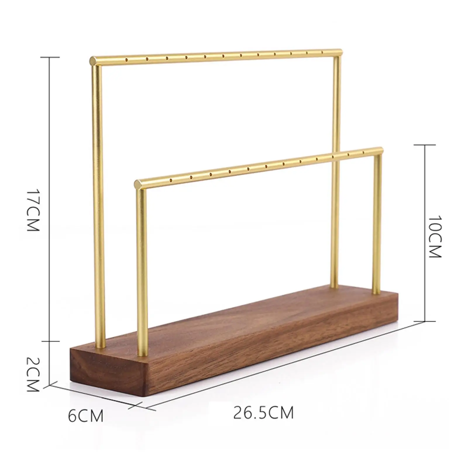 حلق الأذن ترصيع عرض تخزين الرف قلادة حامل قاعدة خشبية مع 24 ثقوب معلقة لمكتب الطاولة متعدد الوظائف