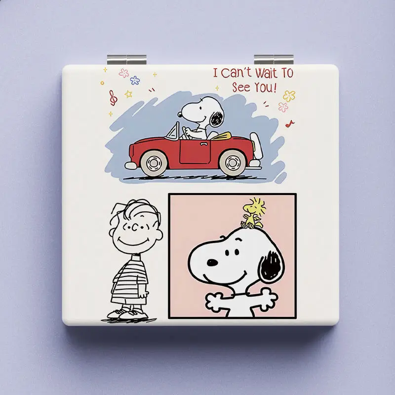 Портативное зеркало для макияжа Snoopy Student, мини-ручное расширенное портативное высокоточное двустороннее зеркало, детский подарок