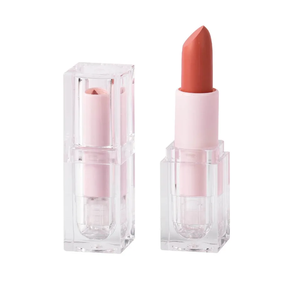 

Custom 14colors Clear Square-tube Lipstick Matte Long-lasting Waterproof Non Stick Cup Easy To Wear Sexy Lipstick Bulk Makeup