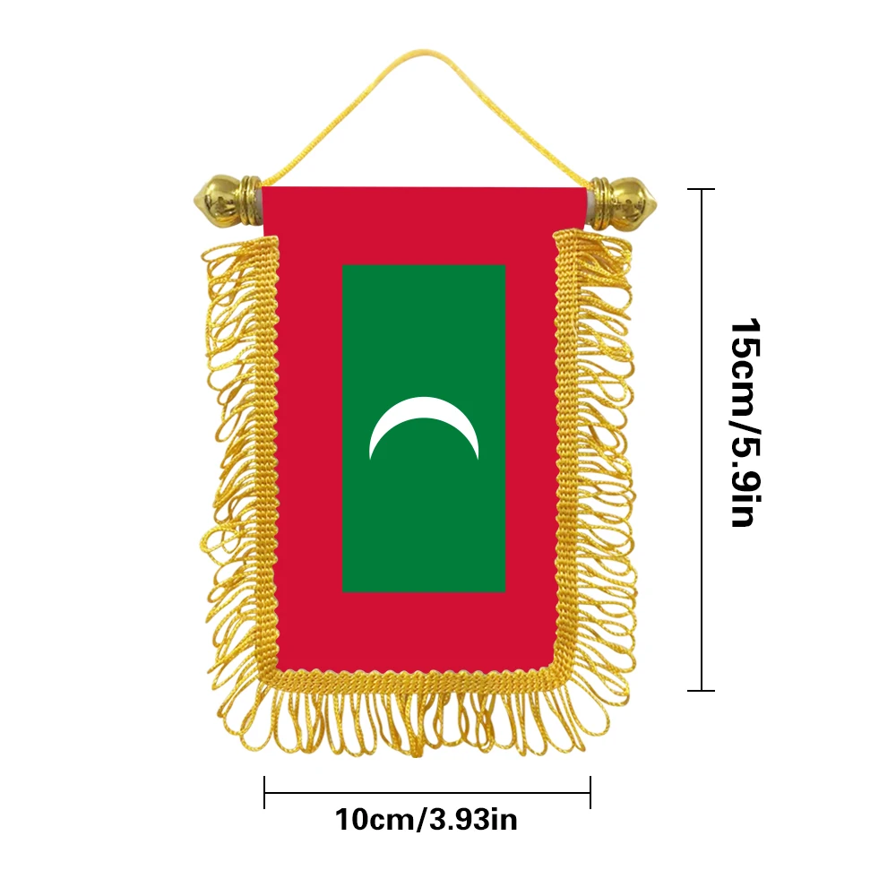 Maldives small hanging flag 10x15cm triangular flag car decoration hanging flag double-sided pattern with suction cup