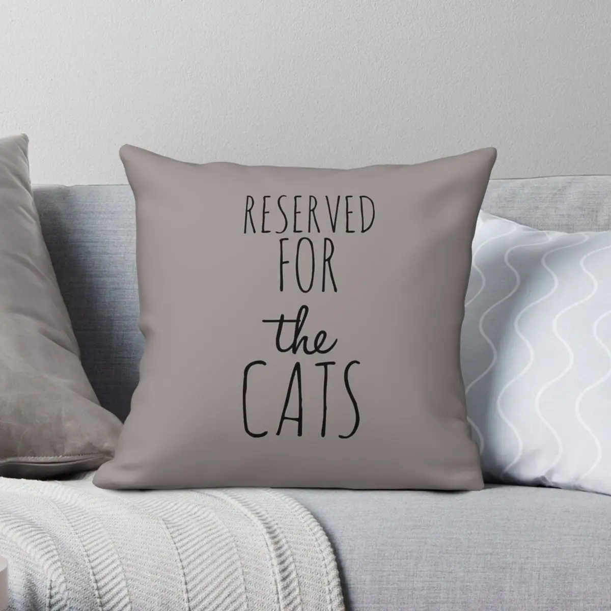 Reserved For The Cats Square Pillowcase Polyester Linen Velvet Pattern Zip Decor Throw Pillow Case Home Cushion Cover