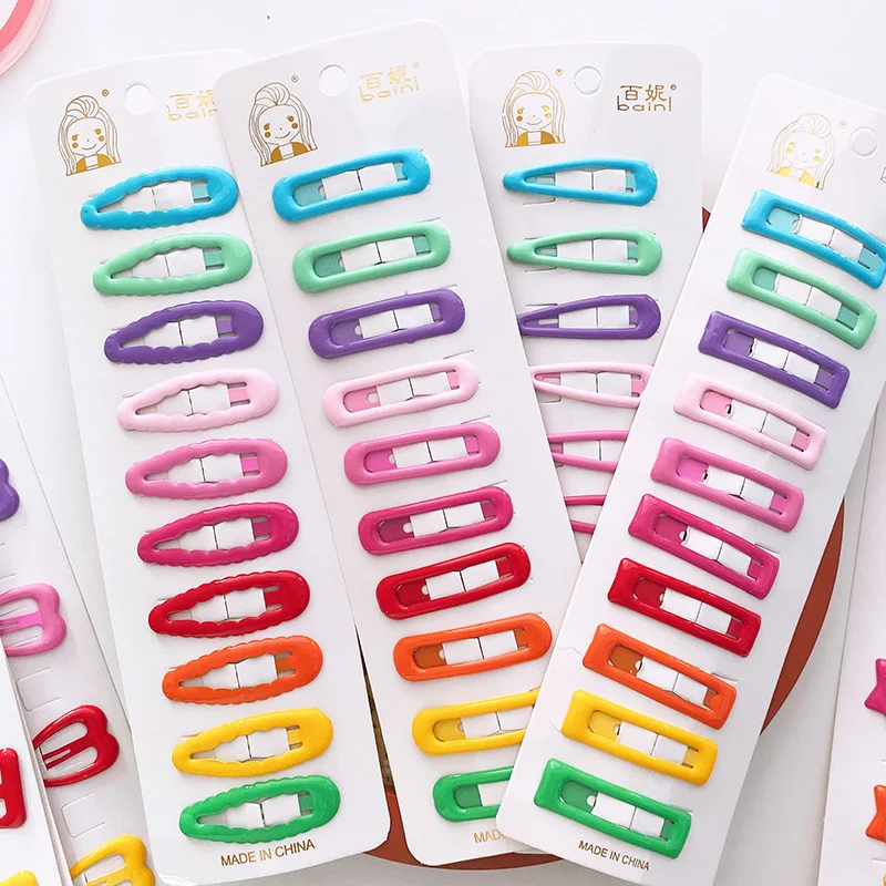

10pcs/pack Girls Colorful Alloy Bobby Pins Lovely Water-drop Heart Star Hairpins Rainbow Hair Clips Barrette Grips For Children