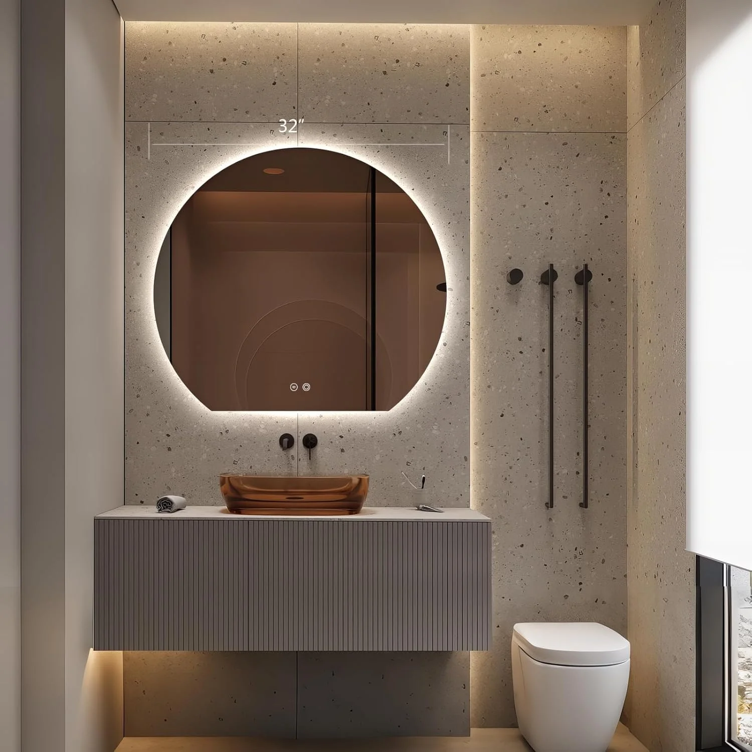 Irregular Shape LED Wall-Mounted Bathroom Mirror Anti-Fog Touch Control 3-Color Adjustable Dimmable Vanity Makeup Mirror