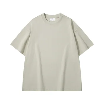 Sycpman 300grams 10.58oz Oversized Loose Heavy Weight Cotton Solid Color Drop Shoulder Short Sleeve T-shirt Men for Summer 4