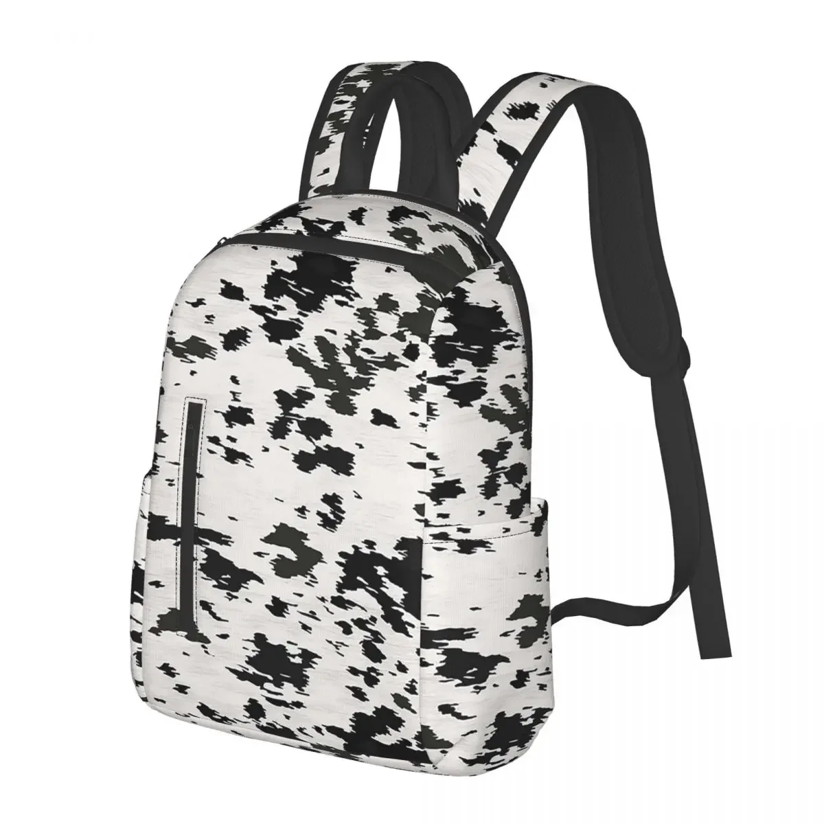 

Cow Hide Black And White Student Backpack School Bag Hiking Travel Daypack for Boys Girls Fashion Bookbag Shoulder Bags