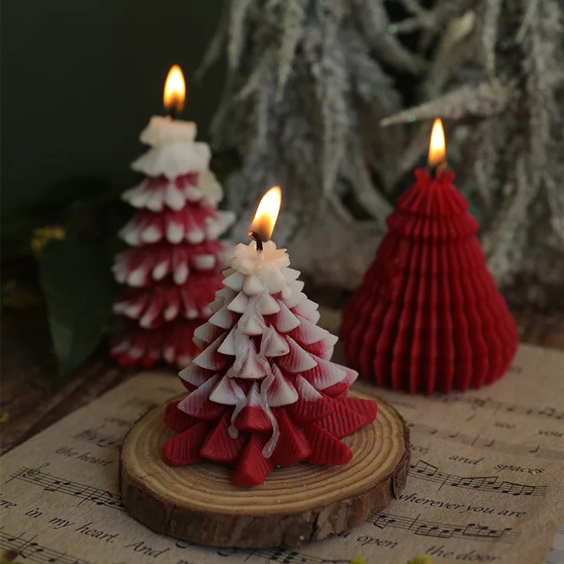 3D Christmas Tree Candle Molds Pine Tree Silicone Mold for Plaster Epoxy Resin Casting DIY Aromatherapy Plaster Molds Xmas Decor