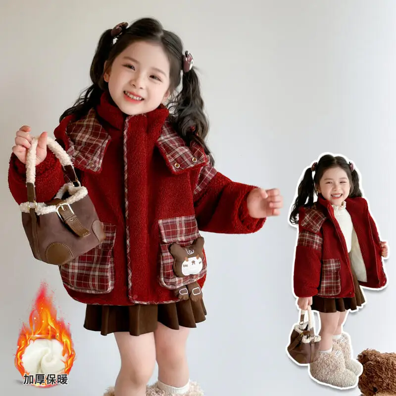 

Kawaii Girl Hooded Girl Fashion Thicken Hooded Cotton-Padded Jacket Student Winter Casual Keep Warm Tops Coat Children Clothing