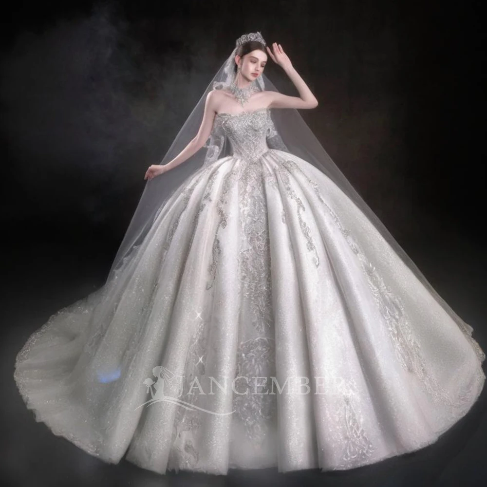 

Customized Dubai Surprise Price Wedding Dress More Pearls Sequins Bridal Ball Gowns Strapless Sleeveless Vestidos De Novia 2025