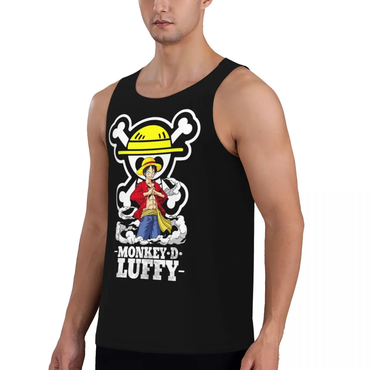 One Piece Luffy Tank Tops Men's Gym Sleeveless T-Shirt Printed Sportswear Male Bodybuilding Fitness Exercise Muscle Vest