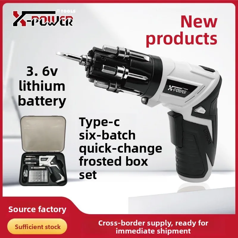 

3.6V rechargeable electric screwdriver TYPE-C interface straight handle screwdriver cordless impact drill electric household use