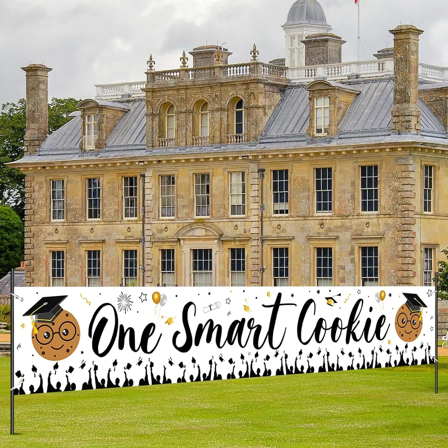 One Smart Cookie Graduation Party Banner Yard Sign for 2024 College High School Congrats Grad Celebration Backdrop Class of 2024