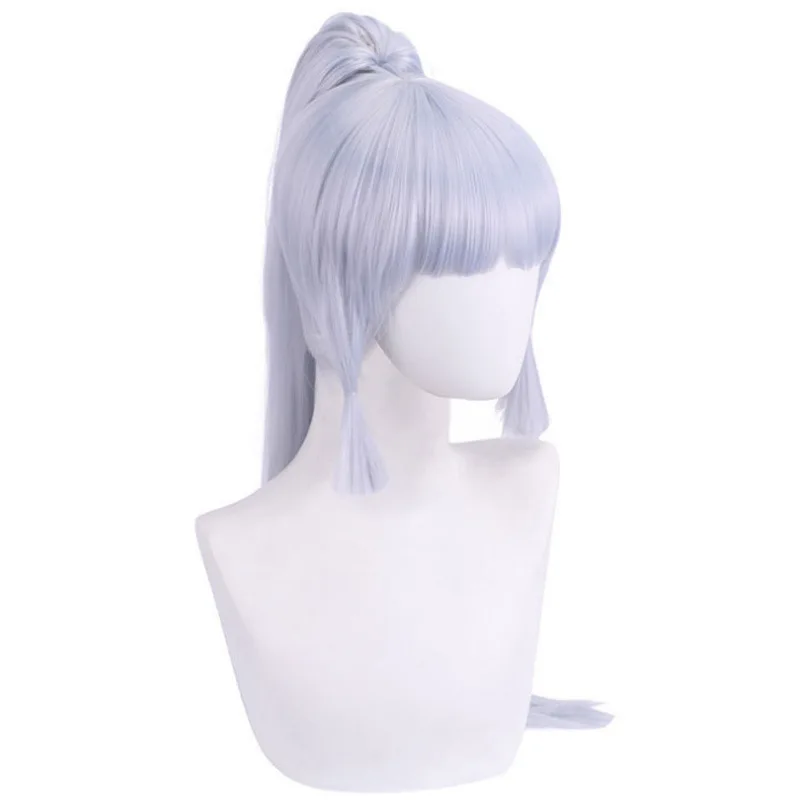 原神インパクトウィッグ 神里彩花 コスプレウィッグ キャラクタースタイル ライトシルバーカラー シングルポニーテール コスプレウィッグ