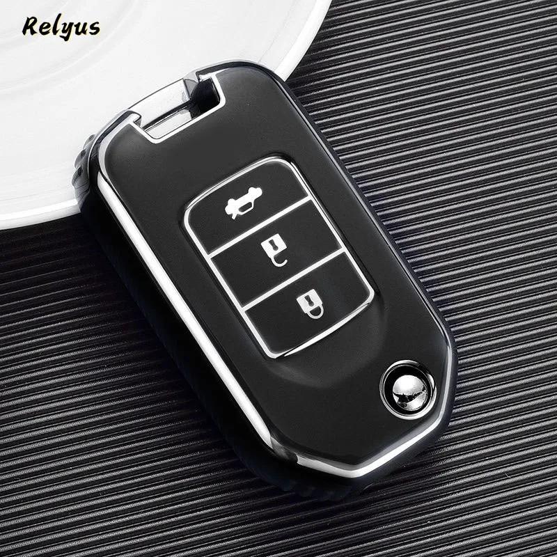 

TPU Car Folding Key Case Cover for Honda Civic City Accord CR-V HR-V Jazz Vezel Odyssey Crider Keyless Protection Key Shell