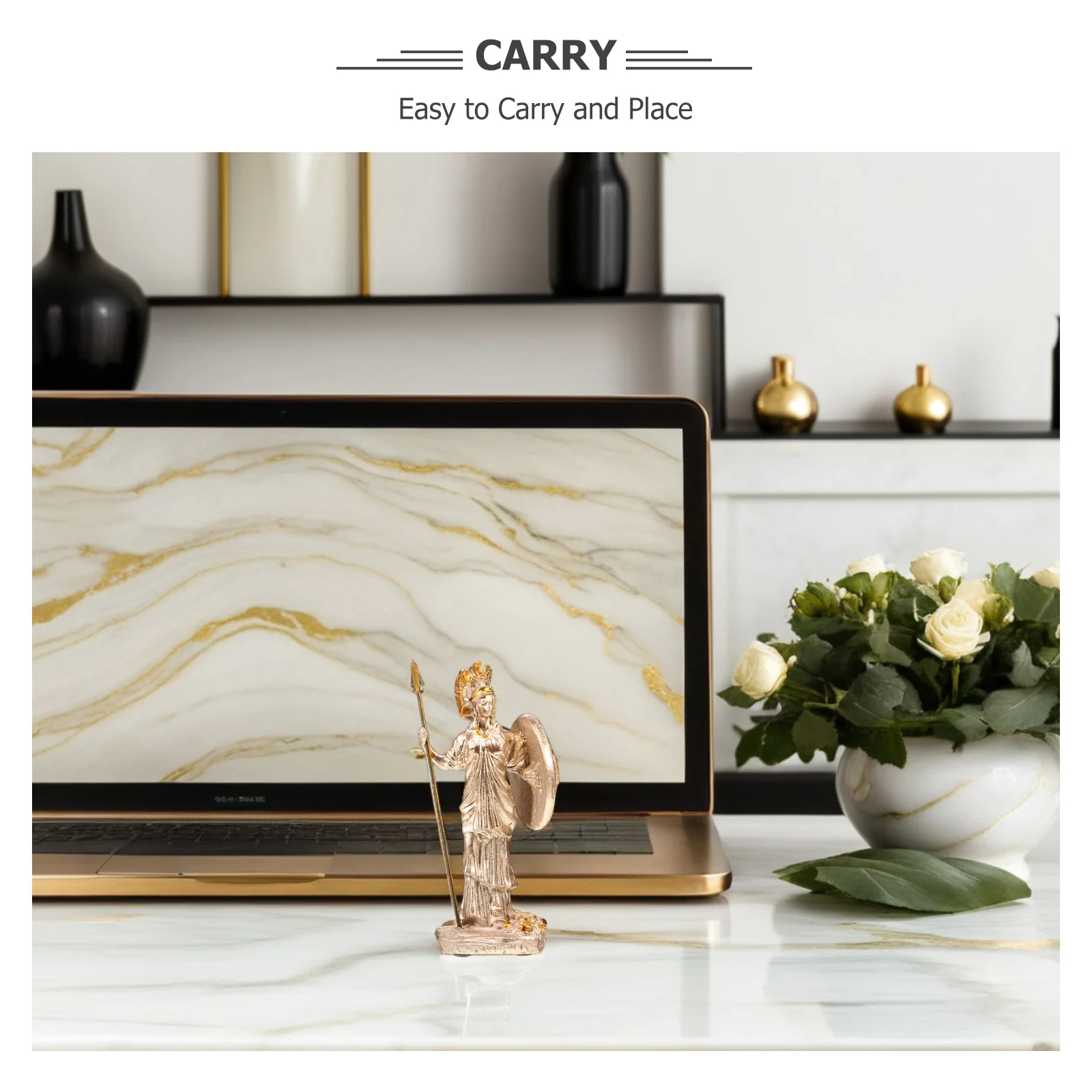 

5pcs 5 Count Home Decor Goddess Figure Greek Figurine of Wisdom and War Statue Aesthetics Statues Sculptures Artemis Golden Anc