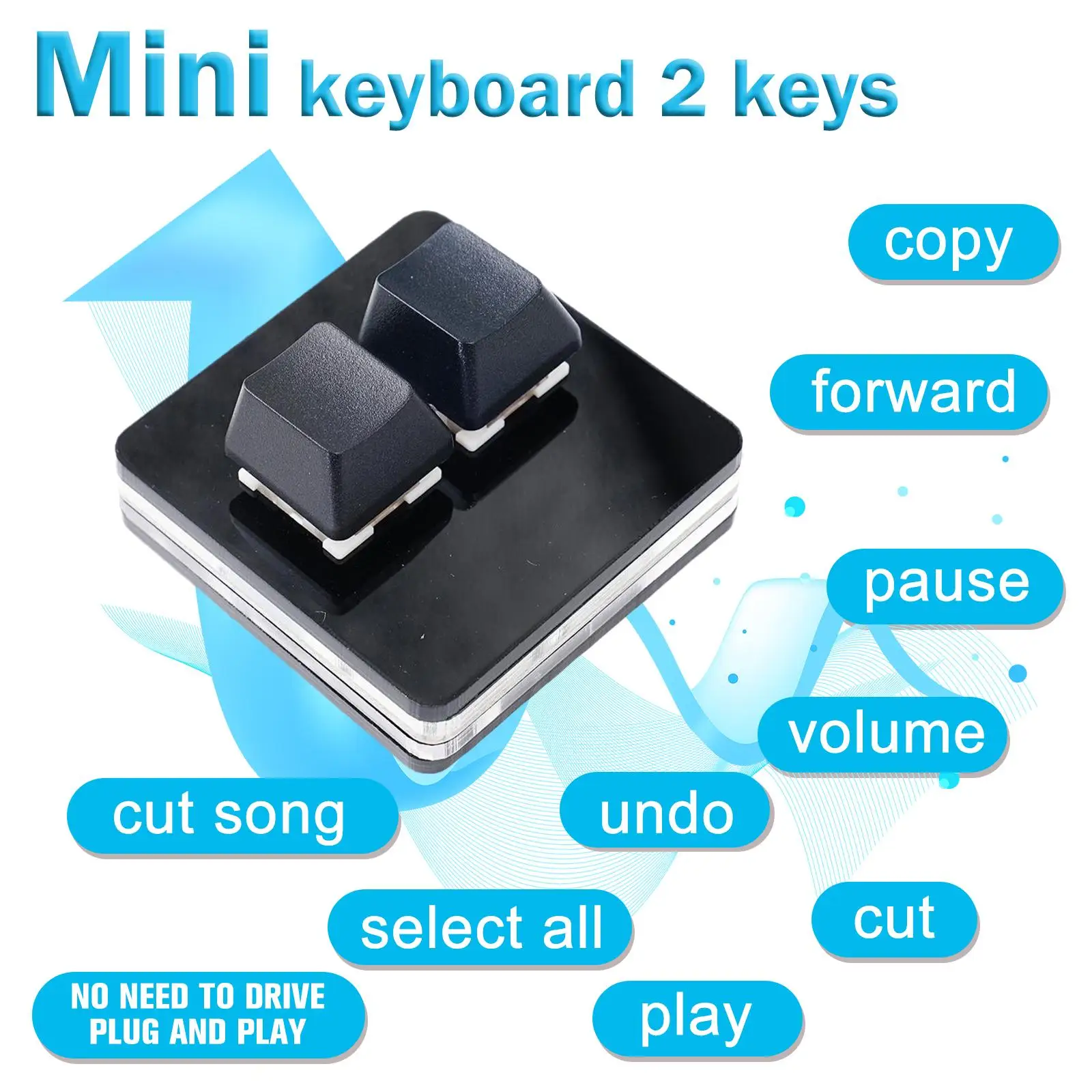 Nero 2 tasti Mini tastiera rosso/argento interruttore OSU tastiera meccanica da gioco programmabile USB tastiera personalizzata Keycaps per PC