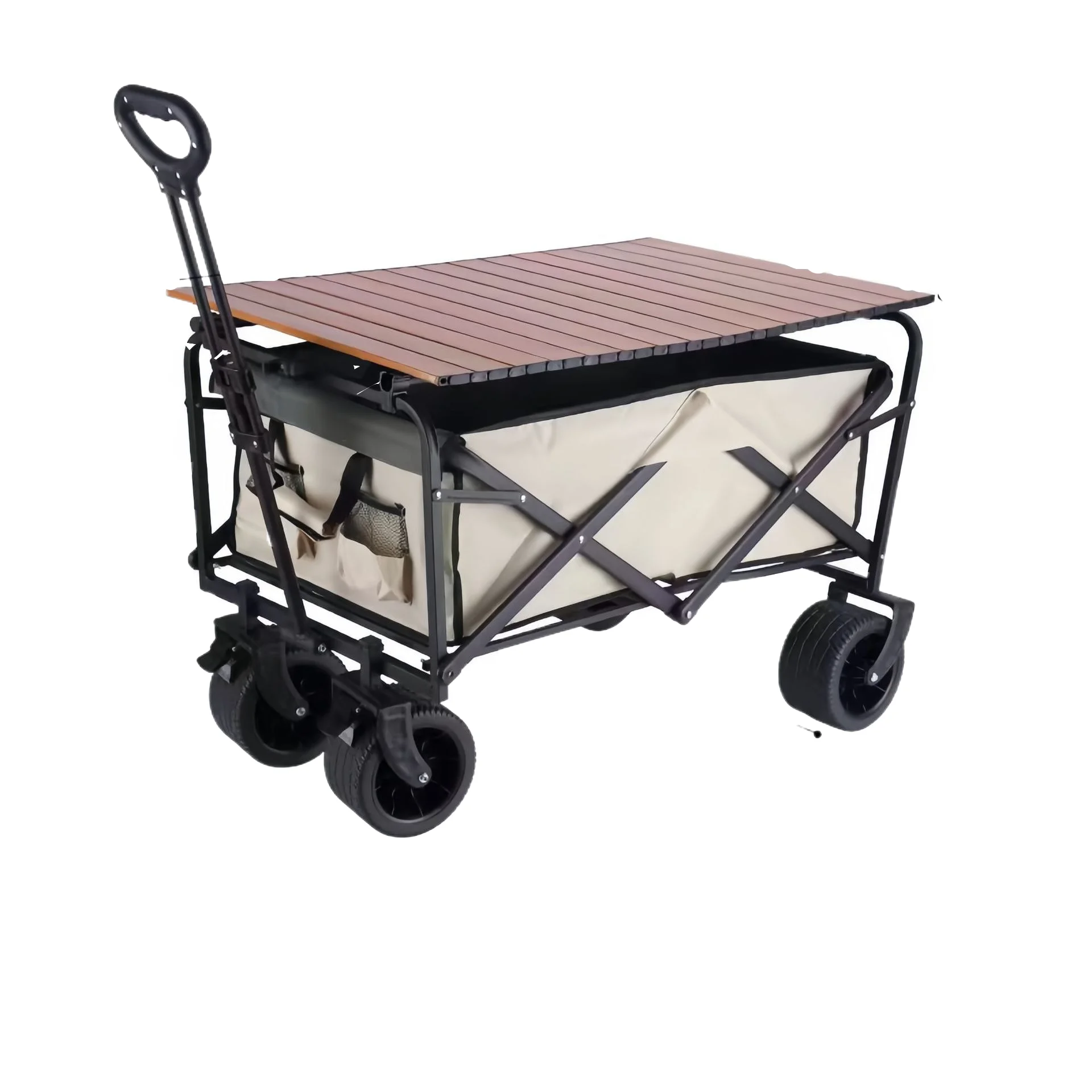 

10-inch Tank Wheel 150L Heavy Duty Foldable Wagon with Tabletop, Portable for Outdoor Camping Beach Garden
