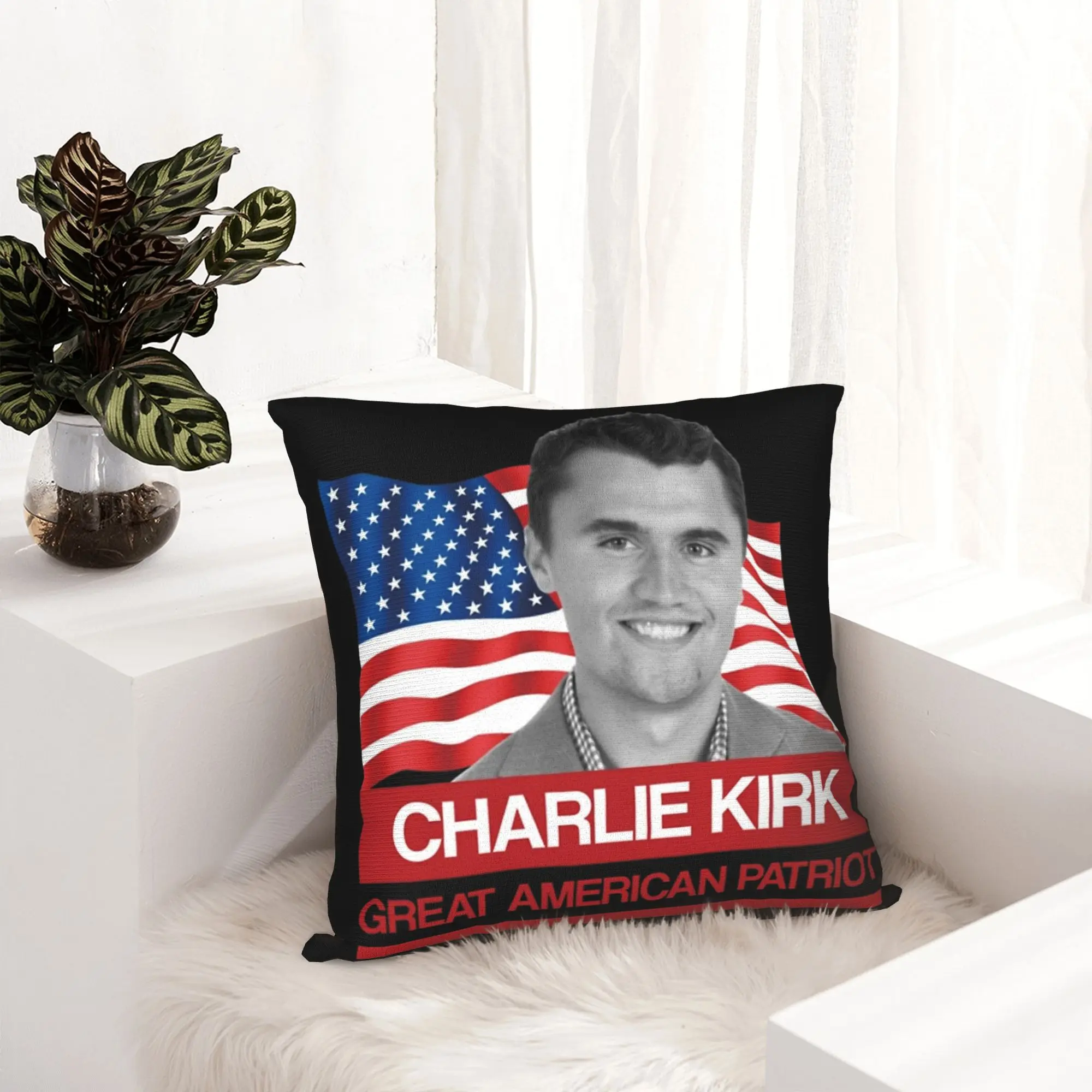 Charlie Kirk Pillowcase Printed Fabric Cushion Cover Decoration  Pillow Case Cover Home Zippered 45*45cm
