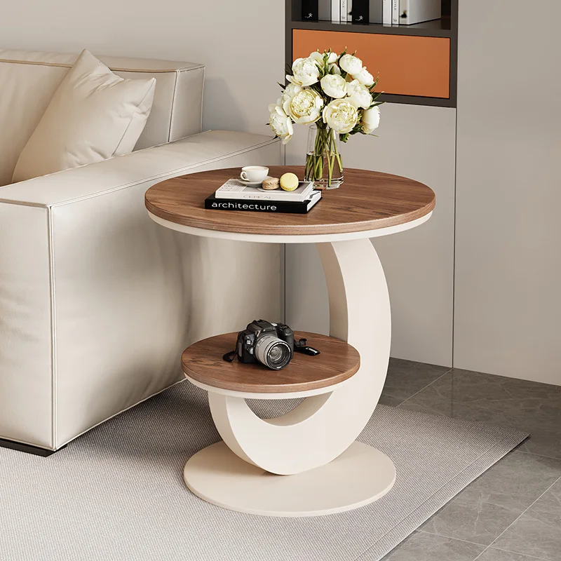 

Solid wood edge living room 2025 new Internet celebrity corner table small antique small round table sofa side
