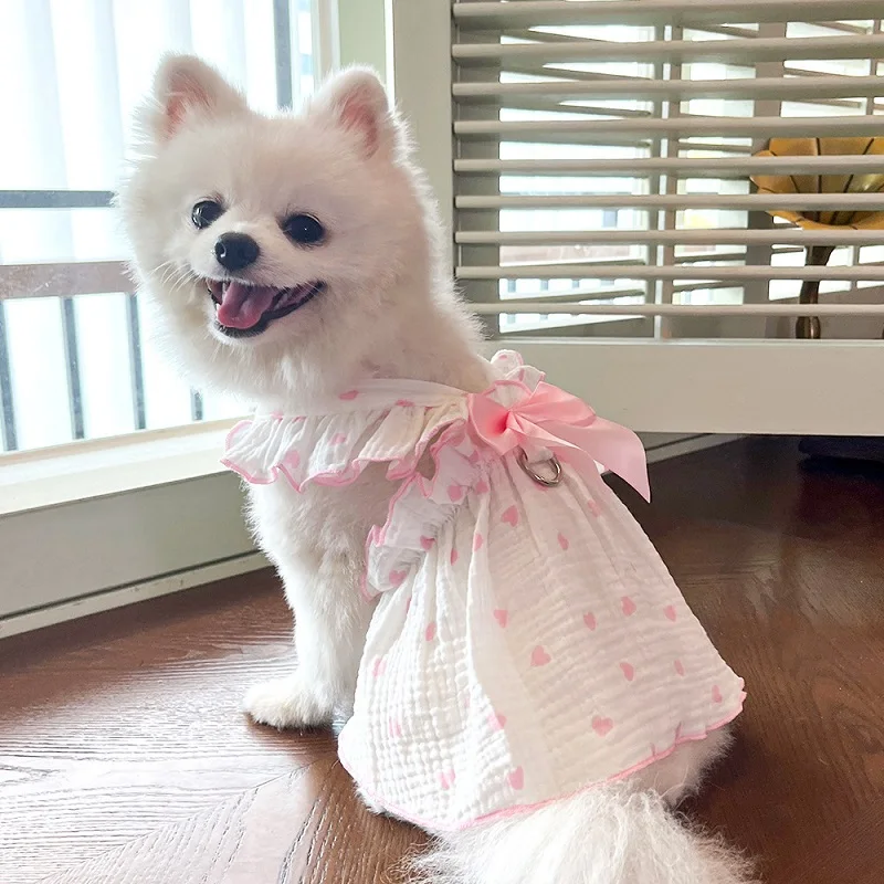 Dog Clothes for Small Dogs Pet Dog Dress Summer Puppy Clothing Thin Dog Cooling Vest Bow Heart Skirt Chihuahua Cat Dog Costume