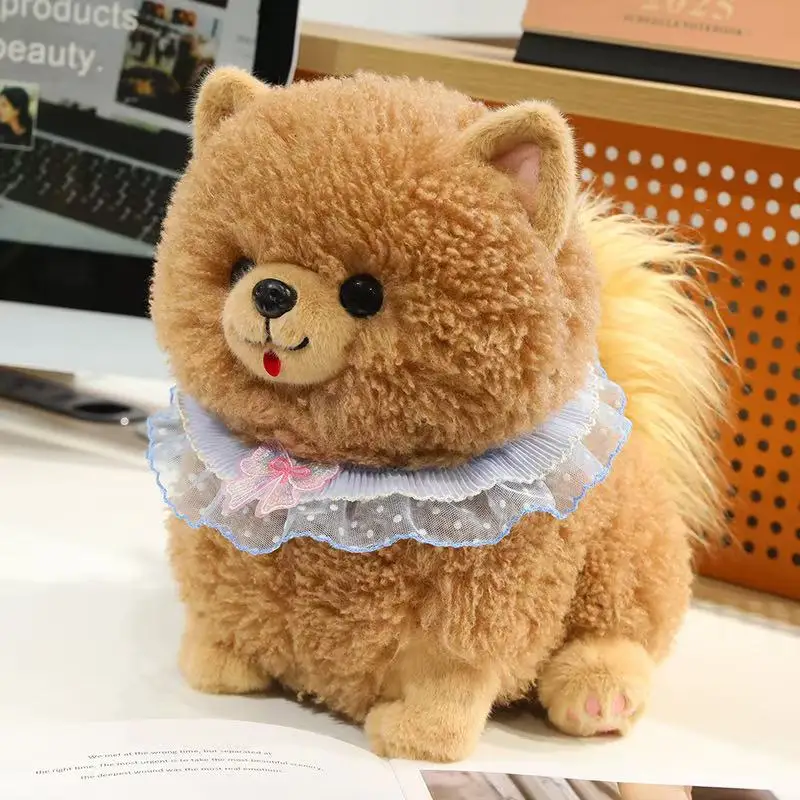 Poupée poméranienne mignonne de Simulation 25/35cm, jouet en peluche fait à la main, dessin animé, oreiller mignon, cadeau d'anniversaire pour enfants