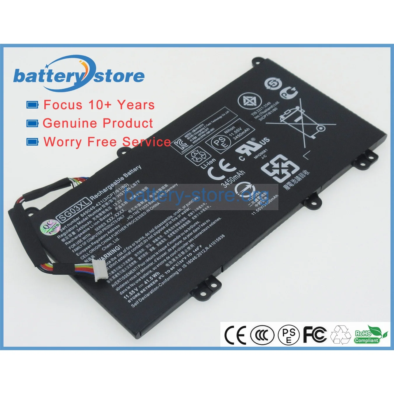 Genuine Original Laptop Batteries for SG03XL,HSTNN-LB7E,TPN-I126,849049-421,849048-421,849315-850,SG03061XL,11.55V,3 Cell