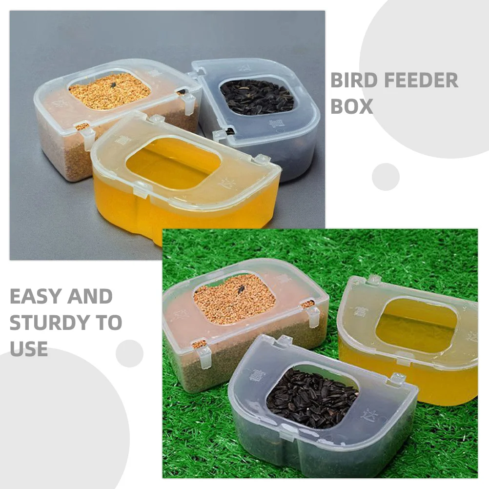 

2Pcs Bird Feeder Box Transparent Anti-Spill Hanging Food Container for Pigeons Parrots Easy Clean Durable Bird Cage Feeder