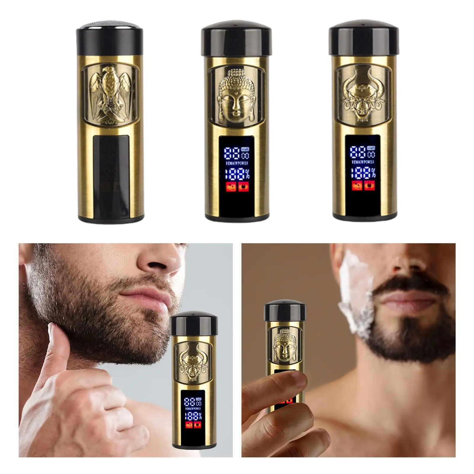 Recortador de barba facial eléctrico para hombres, bolsillo compacto inalámbrico, aseo de tamaño