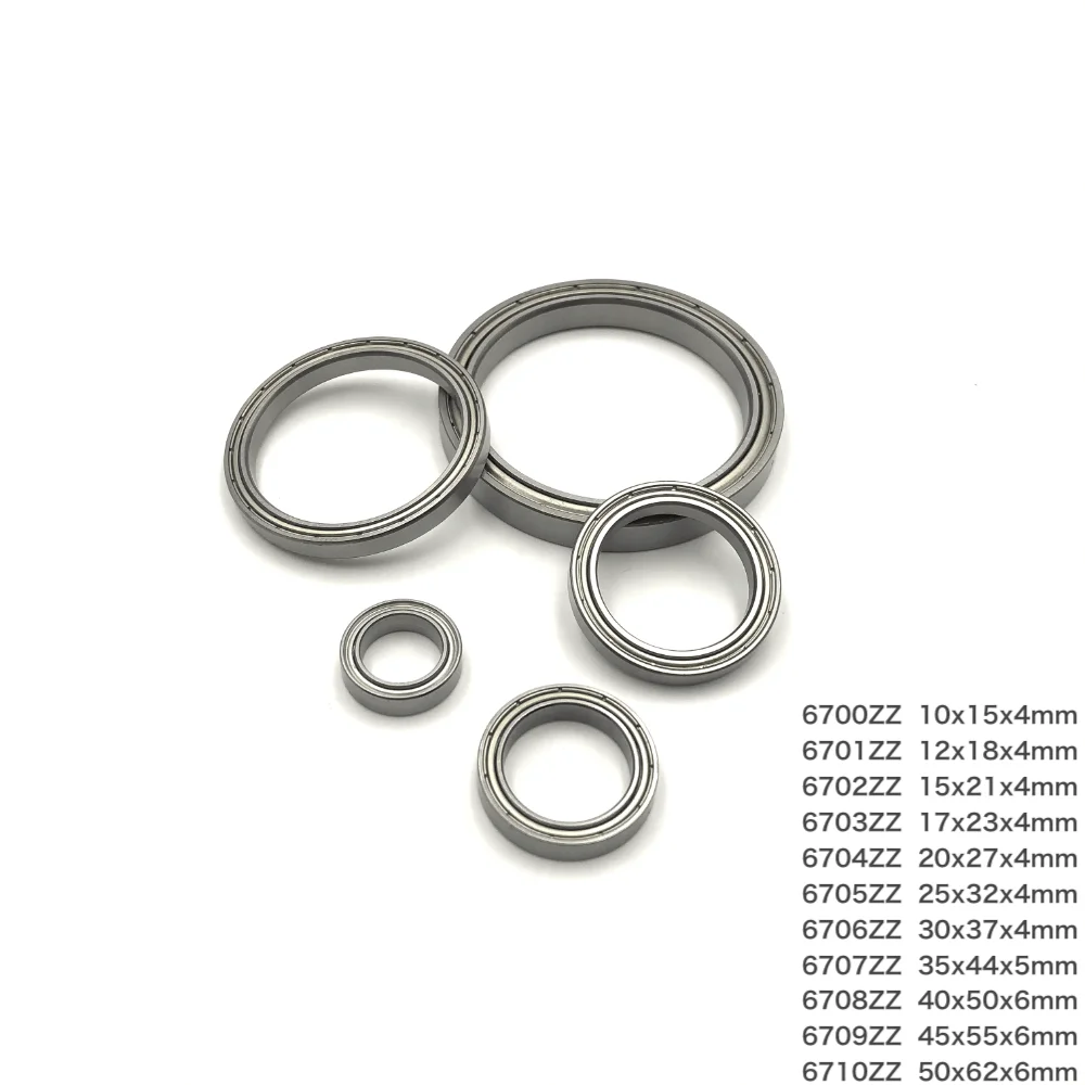 

20-50pcs/Lot 6700ZZ , 6701ZZ , 6702ZZ , 6703ZZ , 6704ZZ , 6705ZZ 2Z Metal Shield Thin Wall Deep Groove Ball Miniature Bearing