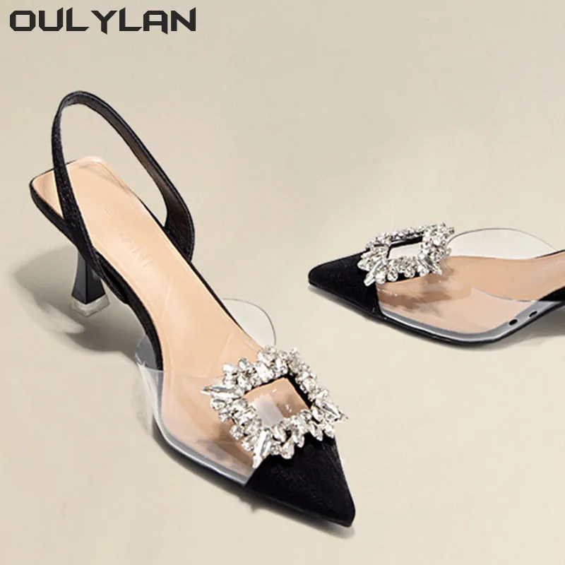 Oulylan-Talons hauts pointus pour femmes, Sexy, Confortable, Transparent, Solide, Document, Parker, Banquet, Mode, Nouveau, 2024