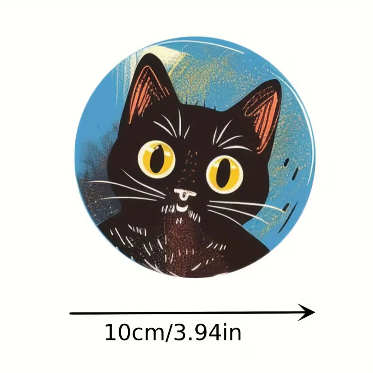 8Pcs Wooden Drink Coasters Cute Cartoon Black Cat Round Table Coasters Colorful Background Home Decor Gift For Cat Lovers
