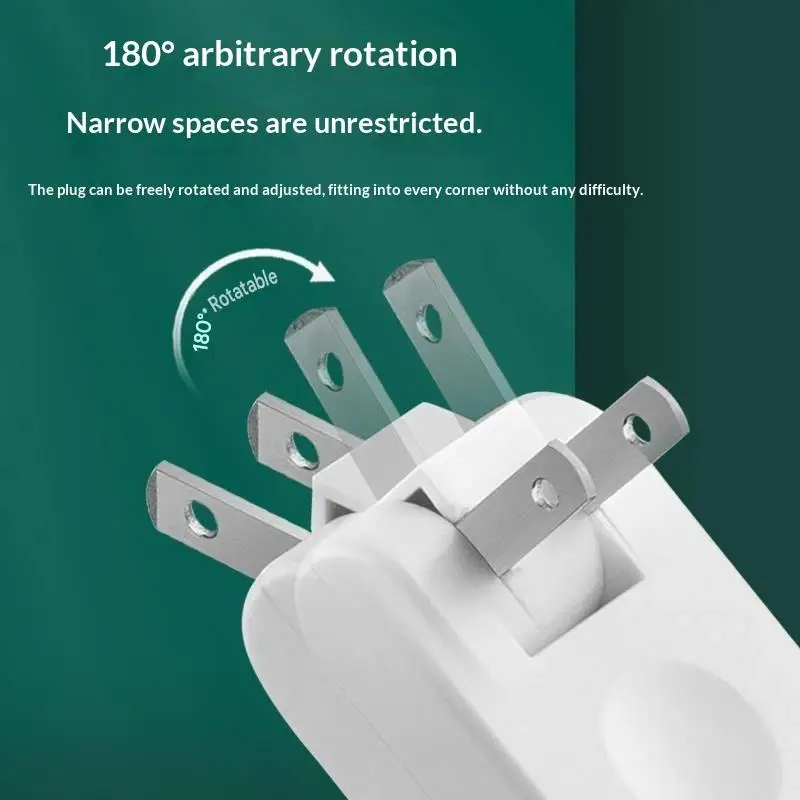 Wall Outlet Extender Ultra Slim 180° Rotation 2500W 4 Outlets Multi Power Splitter for Home Daily Use