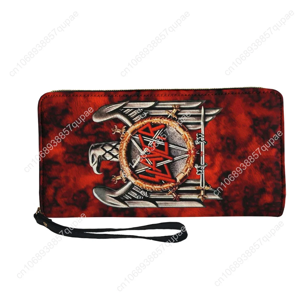 S-Slayer Heavy Metal Rock Band Custom Wallet Purse Mens Womens Teenagers Zipper Long Wallets Double Print  Portable Wallet Bag