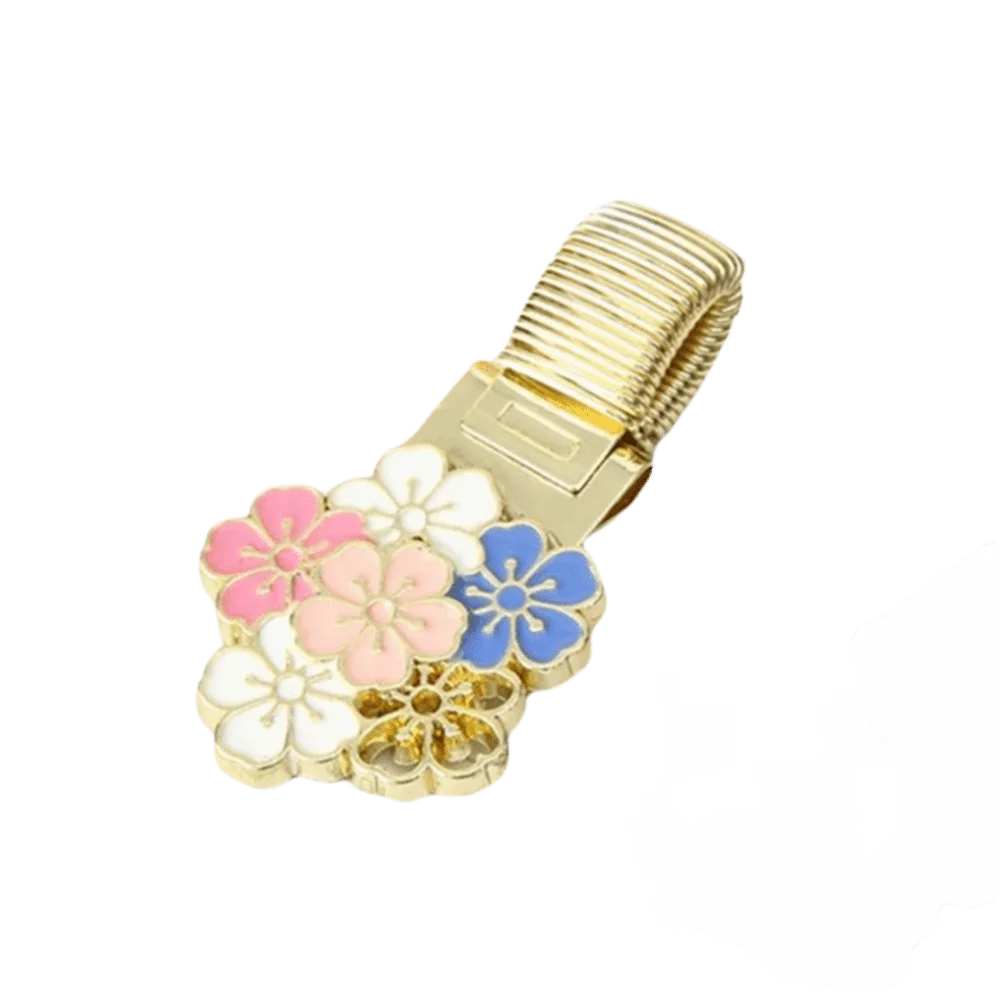 Portable Metal Metal Pen Holder Flower Retro Pen Clip Paper Fix Clips School
