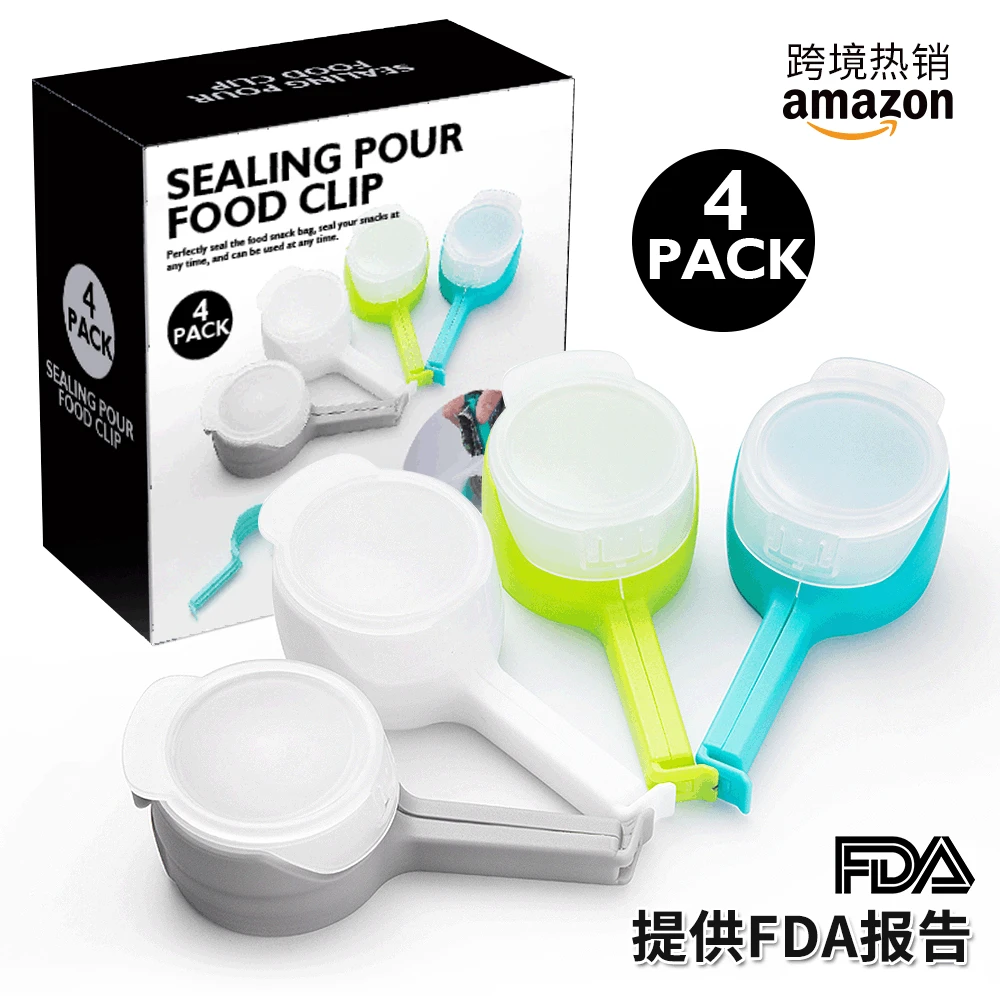 

Зажим для хранения пищевых продуктов, зажим для запечатывания чая, влагостойкая насадка для розлива, зажим для пластиковых пакетов, набор из 4 шт.