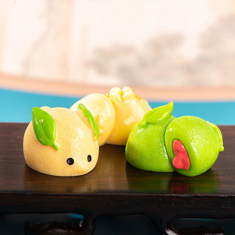 Creative Chinese Pastry Figurine Crafts Cute Cartoon Fruit Food Resin Ornaments Home Decoration Kawaii Room Desk Decor Gifts