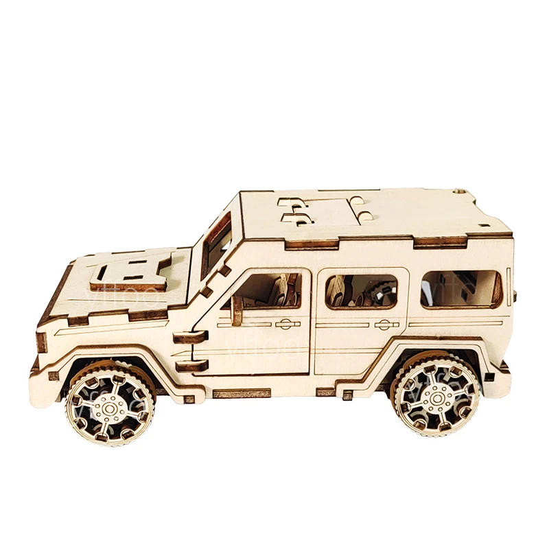 yffoo 3D Puzzle Military Toy Movable Jeep Assembly Model For Children Adult DIY Wooden Modeling Building Block Kits