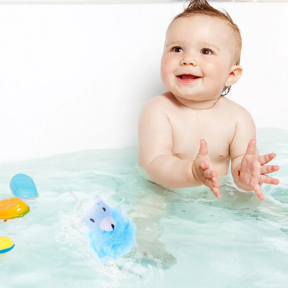 

8pcs Cartoon Flowers Kids Shower Loofah Bubble Making Nets Animals Lovely Scrubbers Safe Relaxing Gifts